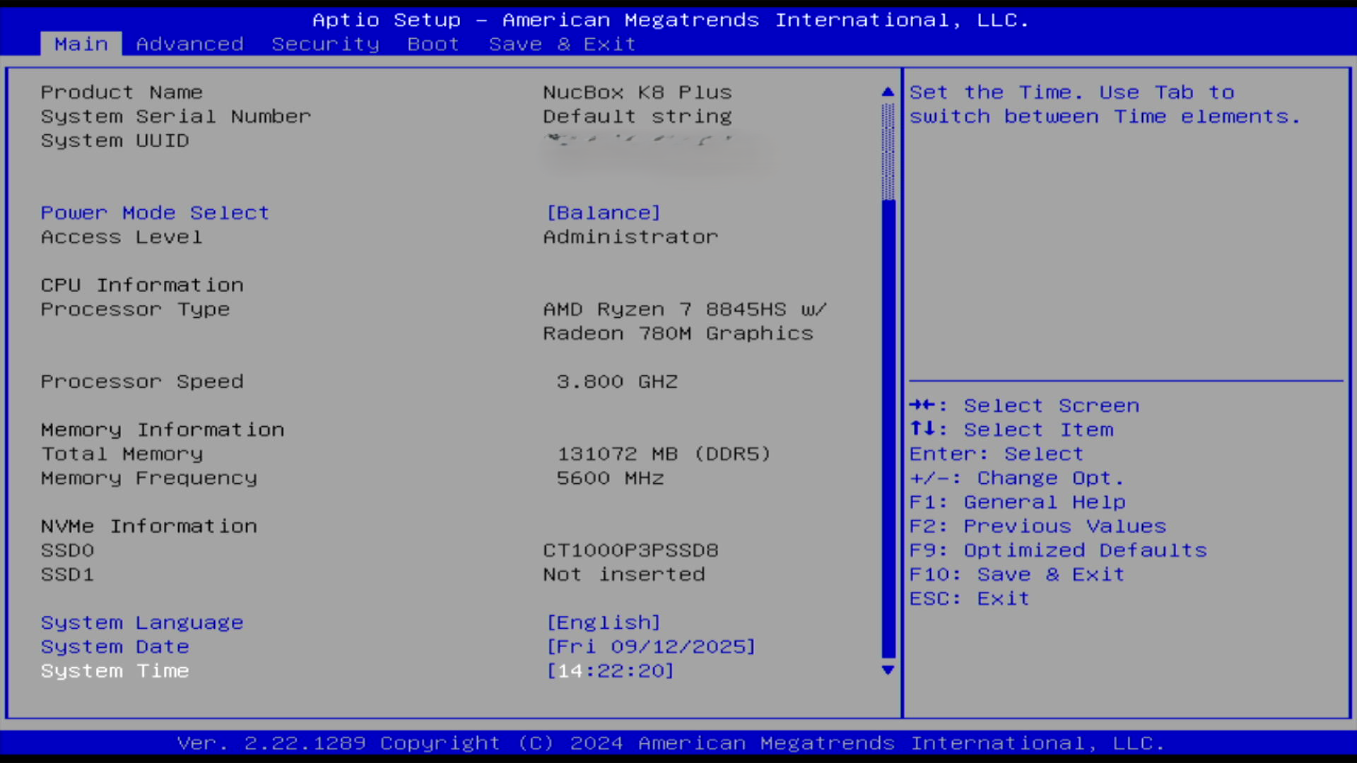 交換後BIOSメモリ認識